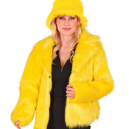 Manteau de Fourrure Peluche Dames Jaune