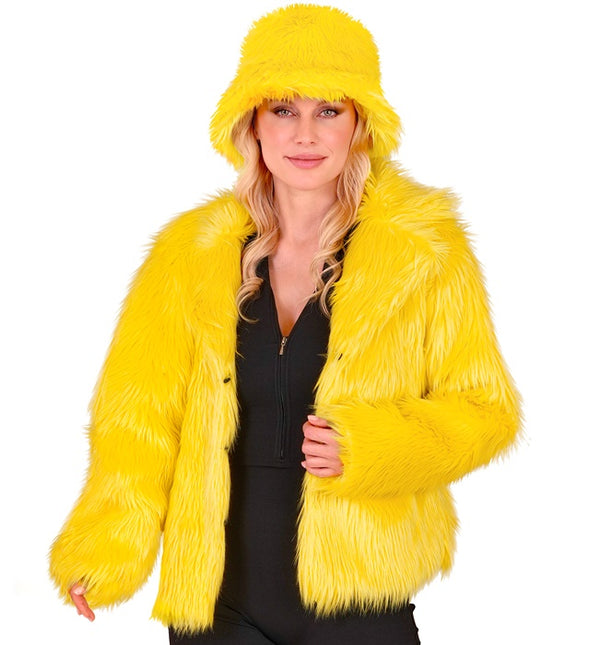 Manteau de Fourrure Peluche Dames Jaune