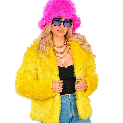 Manteau de Fourrure Peluche Dames Jaune