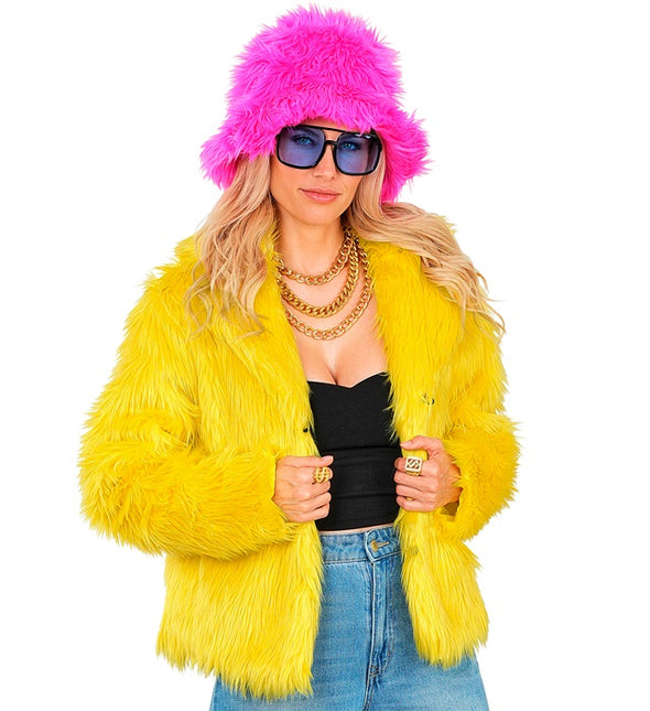 Manteau de Fourrure Peluche Dames Jaune