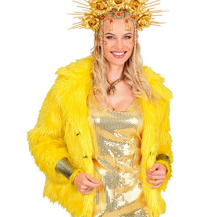 Manteau de Fourrure Peluche Dames Jaune