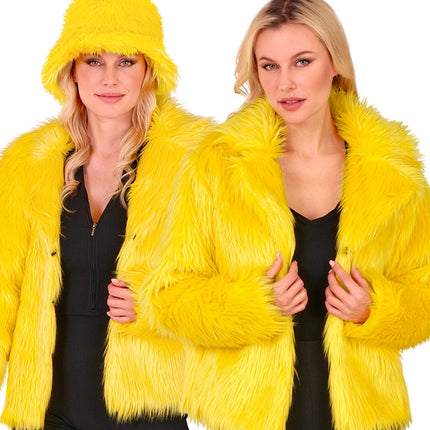 Manteau de Fourrure Peluche Dames Jaune