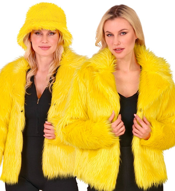 Manteau de Fourrure Peluche Dames Jaune