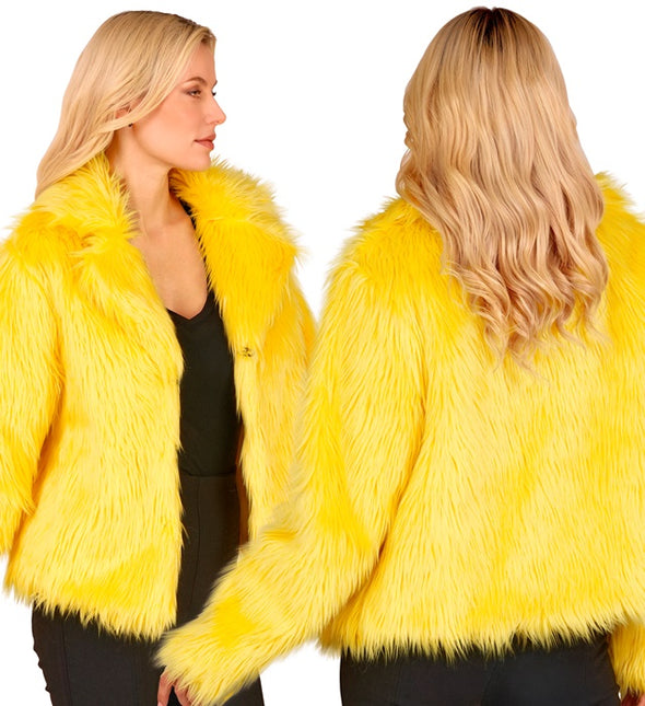 Manteau de Fourrure Peluche Dames Jaune
