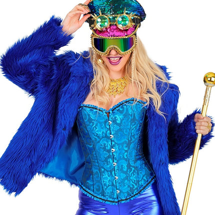 Manteau de Fourrure Peluche Bleu Dames