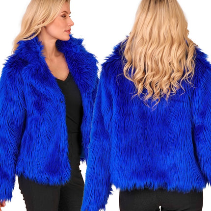 Manteau de Fourrure Peluche Bleu Dames