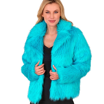 Manteau de fourrure pour femme Peluche Turquoise