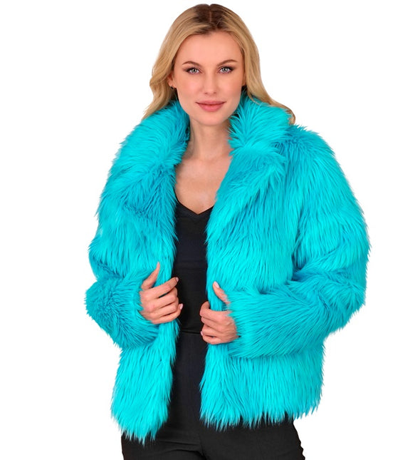 Manteau de fourrure pour femme Peluche Turquoise