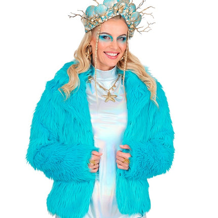 Manteau de fourrure pour femme Peluche Turquoise