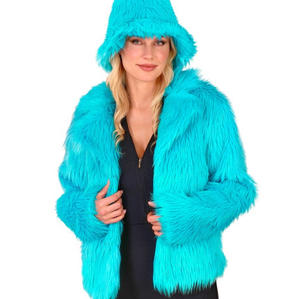 Manteau de fourrure pour femme Peluche Turquoise