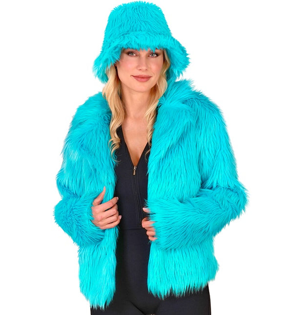 Manteau de fourrure pour femme Peluche Turquoise