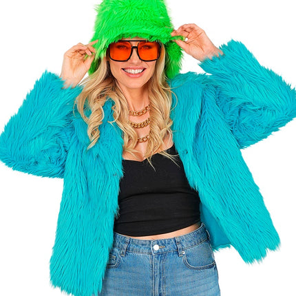 Manteau de fourrure pour femme Peluche Turquoise