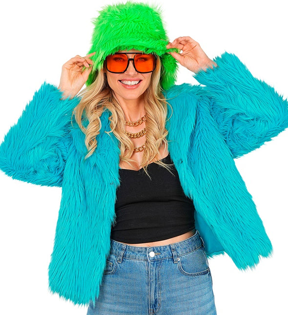 Manteau de fourrure pour femme Peluche Turquoise