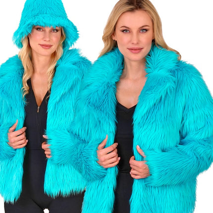 Manteau de fourrure pour femme Peluche Turquoise