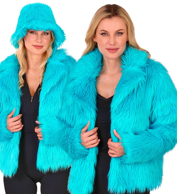 Manteau de fourrure pour femme Peluche Turquoise