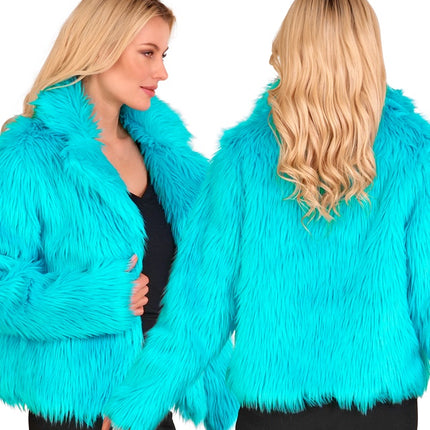 Manteau de fourrure pour femme Peluche Turquoise