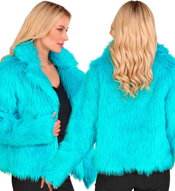 Manteau de fourrure pour femme Peluche Turquoise