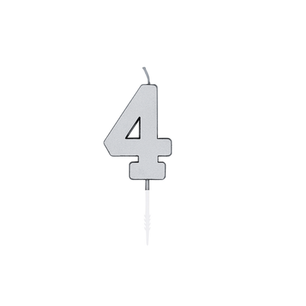 4 bougies argent métallisé 4,5 cm