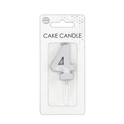 4 bougies argent métallisé 4,5 cm