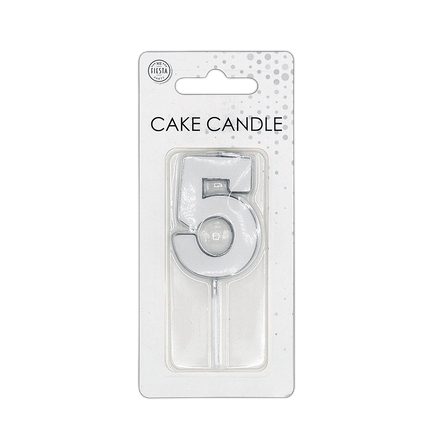 5 bougies argent métallisé 4,5 cm