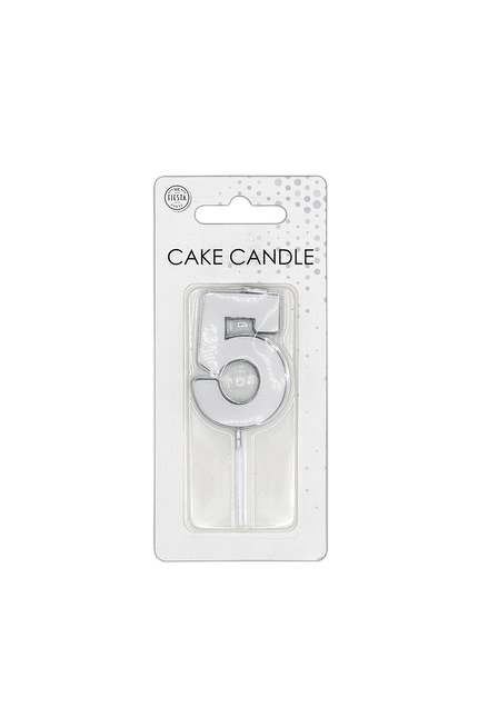 5 bougies argent métallisé 4,5 cm