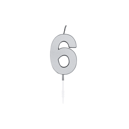 6 bougies argent métallisé 4,5 cm