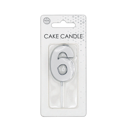 6 bougies argent métallisé 4,5 cm