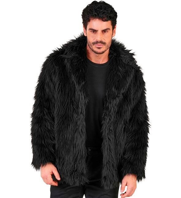 Manteau de fourrure peluche noire