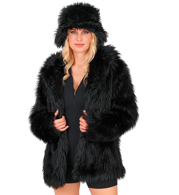 Manteau de fourrure peluche noire