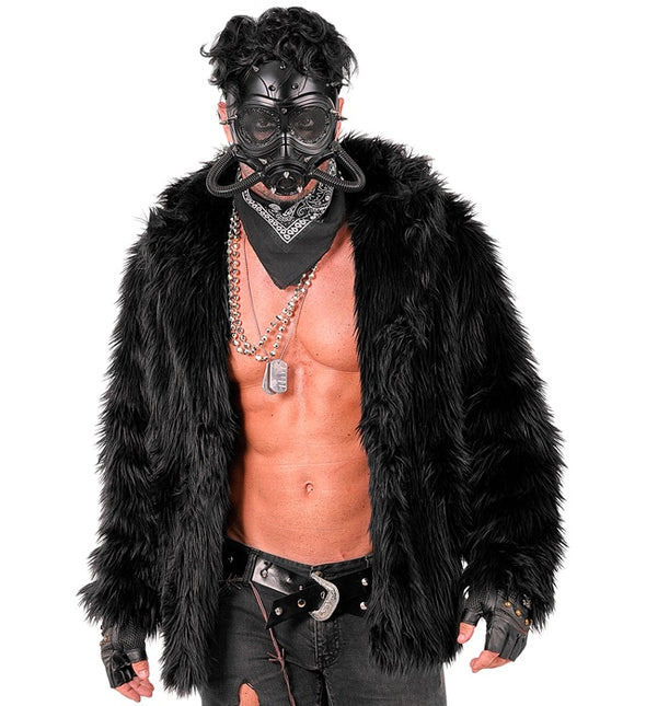 Manteau de fourrure peluche noire