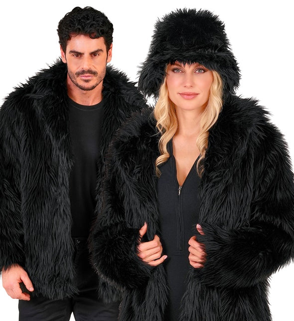 Manteau de fourrure peluche noire