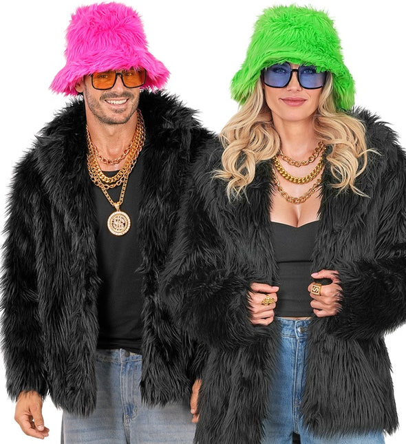 Manteau de fourrure peluche noire