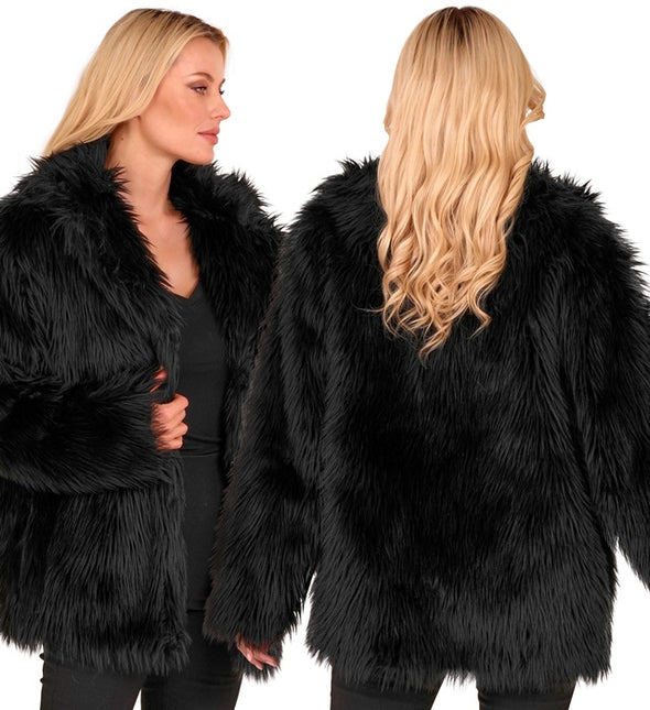 Manteau de fourrure peluche noire