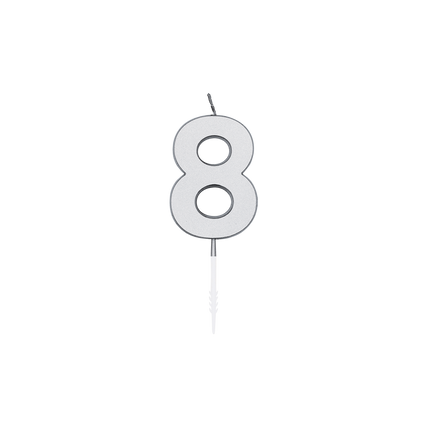 Bougie n° 8, argent métallisé, 4,5 cm