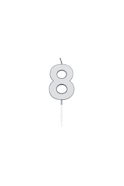 Bougie n° 8, argent métallisé, 4,5 cm