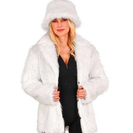Manteau de fourrure peluche blanche