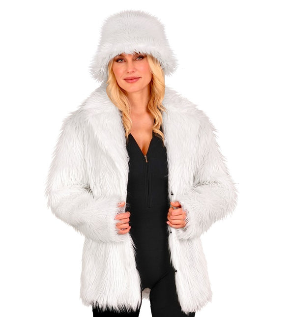 Manteau de fourrure peluche blanche
