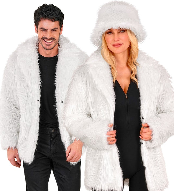 Manteau de fourrure peluche blanche