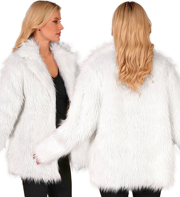 Manteau de fourrure peluche blanche