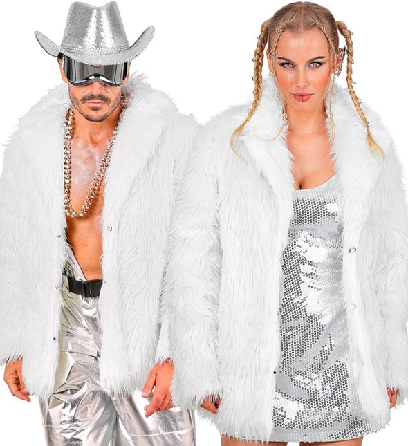 Manteau de fourrure peluche blanche