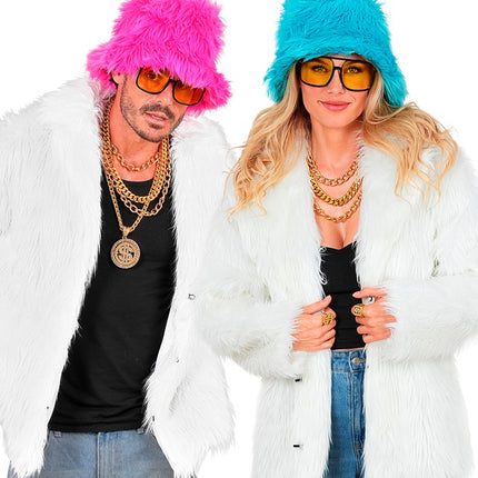 Manteau de fourrure peluche blanche