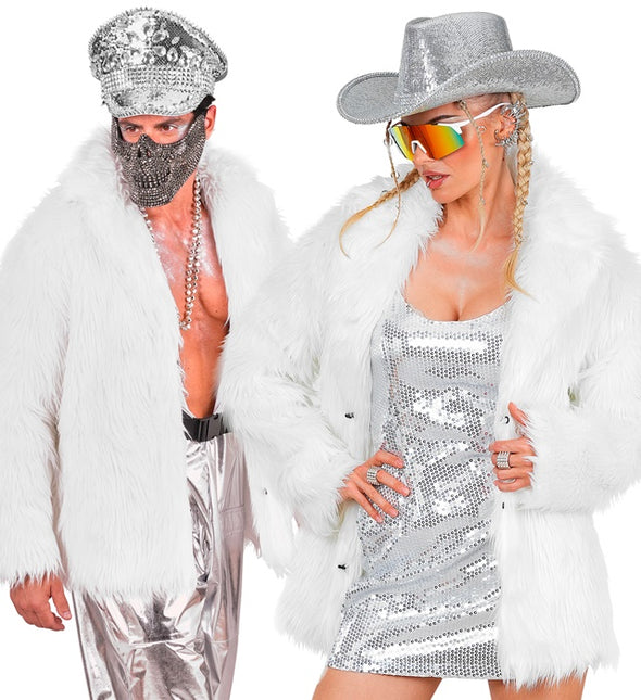 Manteau de fourrure peluche blanche