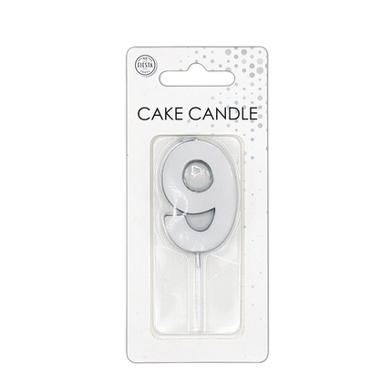9 Bougie argent métallisé 4,5 cm