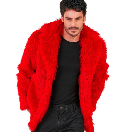 Manteau de fourrure peluche rouge