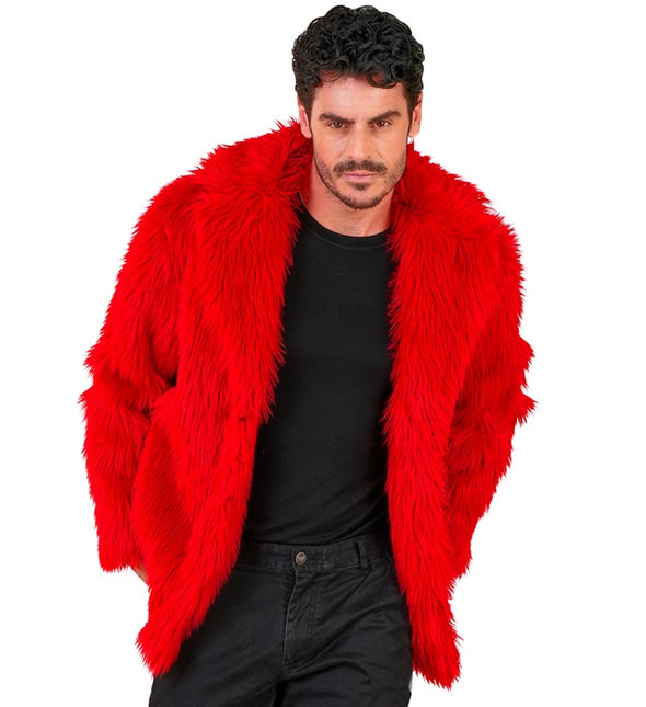 Manteau de fourrure peluche rouge