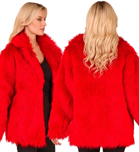 Manteau de fourrure peluche rouge