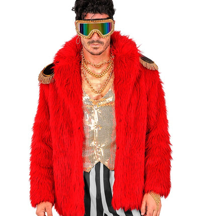 Manteau de fourrure peluche rouge