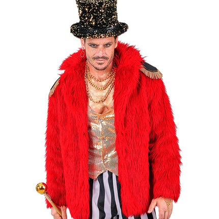 Manteau de fourrure peluche rouge
