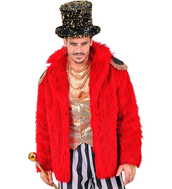 Manteau de fourrure peluche rouge