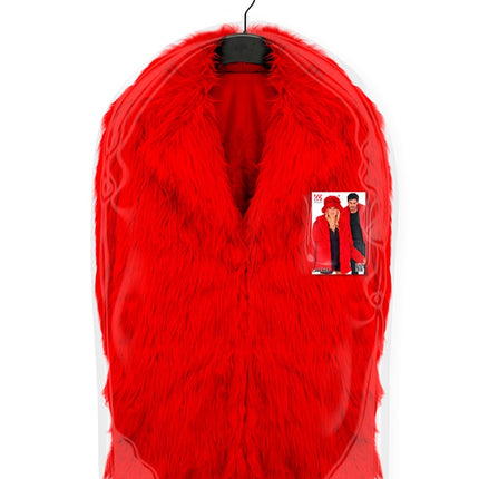 Manteau de fourrure peluche rouge